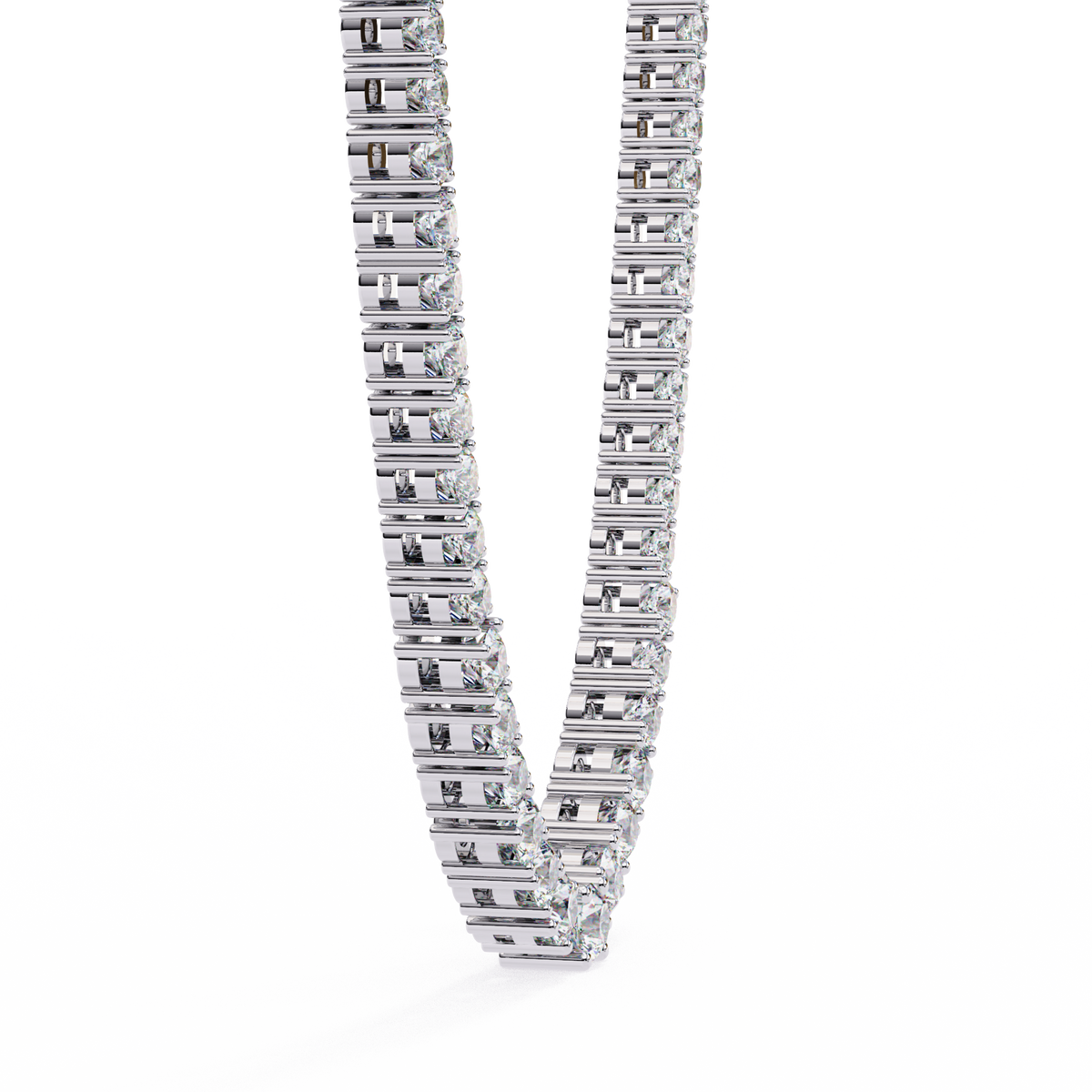 Round Cut Moissanite Diamond Tennis V Necklace - View 6