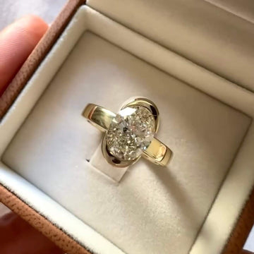 Oval Cut Lab Diamond Bezel Solitaire Ring