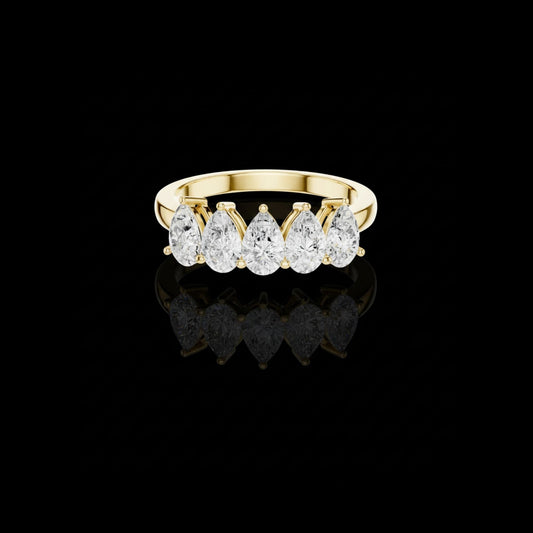 Pear Cut Moissanite Diamond Wedding Band Ring