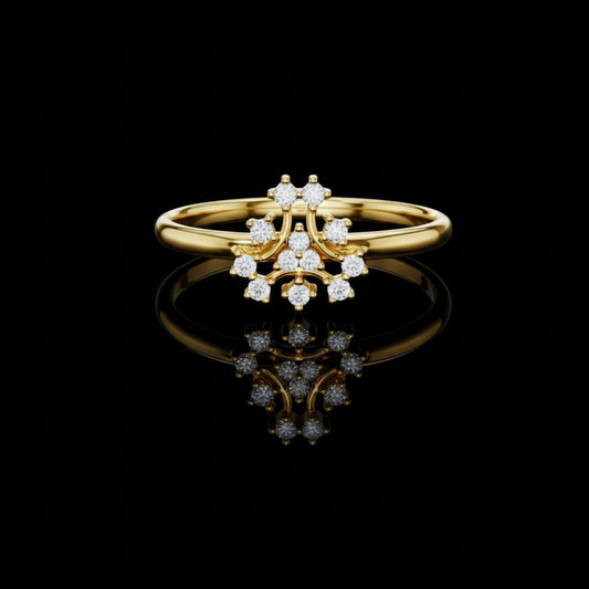 Floral Cluster Round Moissanite Diamond Anniversary Ring