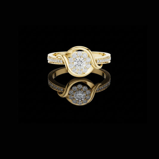 Round Halo Moissanite Diamond Twist Engagement Ring