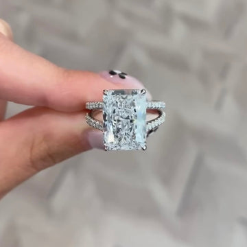 Radiant Cut Lab Diamond Split Shank Pave Engagement Ring