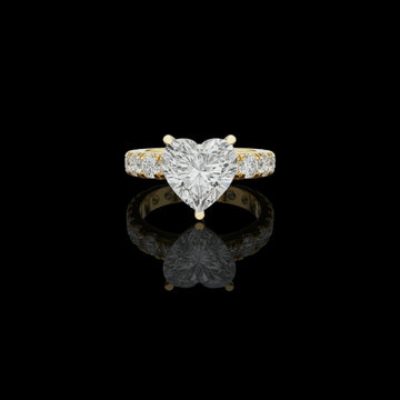 Heart Cut Lab Diamond Pave Solitaire Wedding Ring