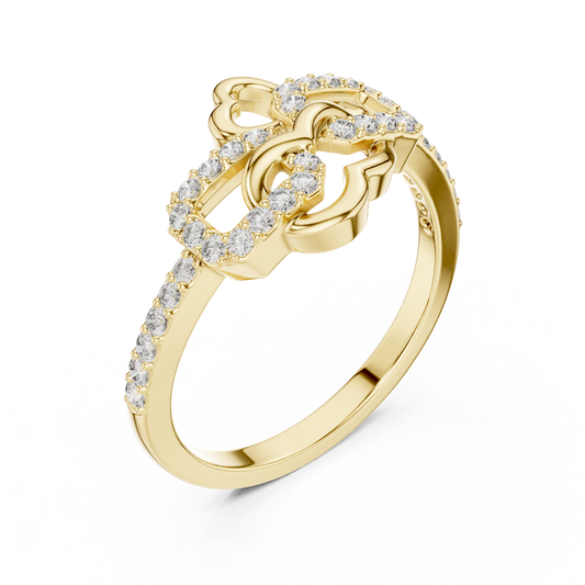 Art Deco Round Cut Lab Diamond Link Delicate Ring For Women - View 2