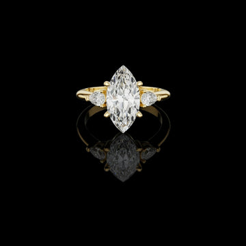 Marquise Lab Diamond Three Stone Engagement Ring