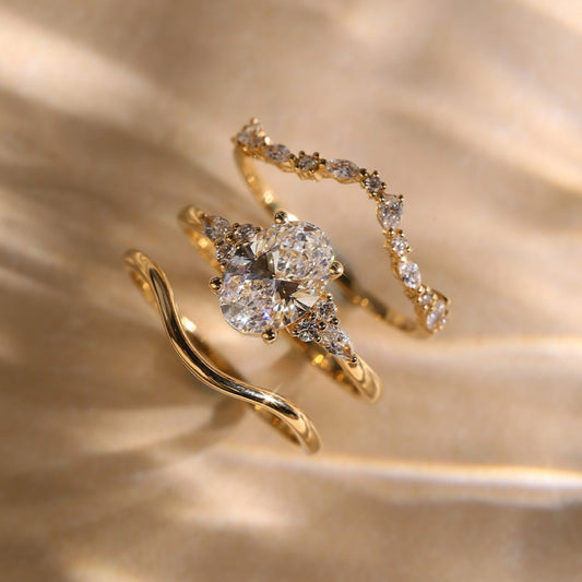 Oval Cut Lab Diamond Wedding Ring Bridal Set - View 2