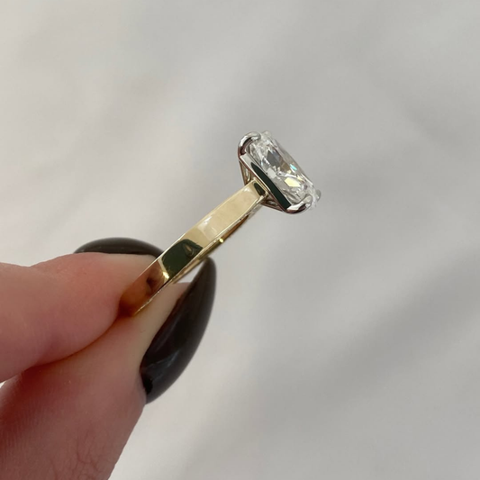 Four Prong Cushion Cut Lab Diamond Solitaire Engagement Ring - View 2