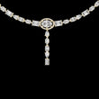 Halo Oval Lab Grown Diamond Y Necklace with Mixed Cut Drop Pendant