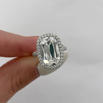 Cushion Halo Lab Diamond Ring with Pave Band