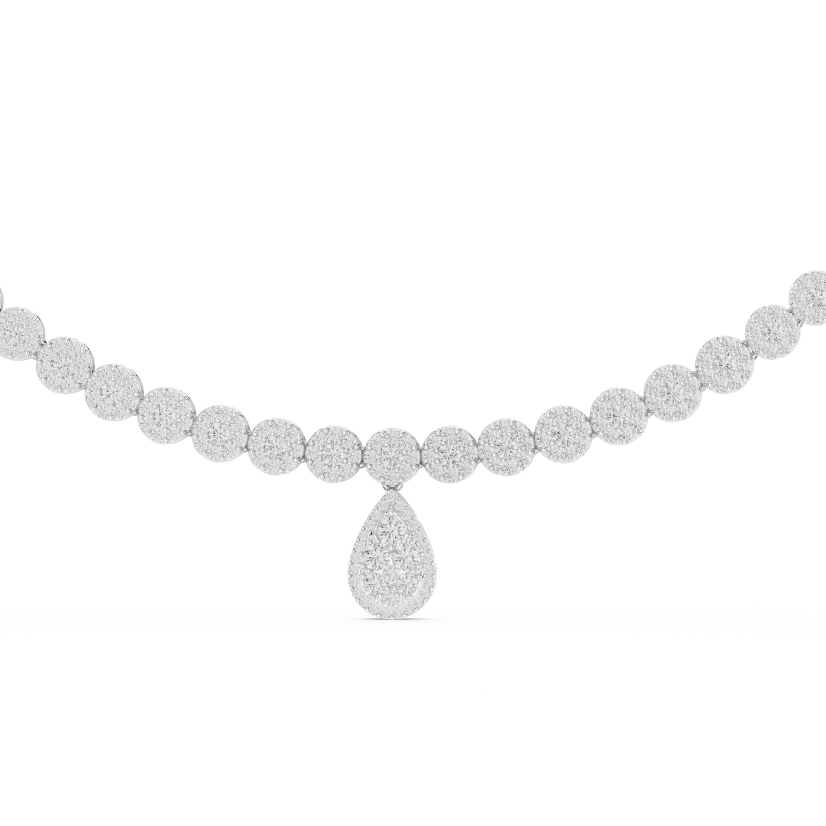 Round Cut Lab Grown Diamond Drop Halo Necklace - View 2