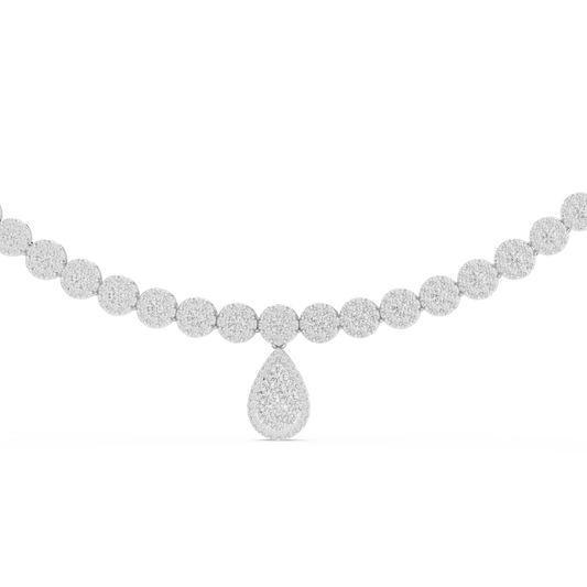 Round Cut Moissanite Diamond Drop Halo Necklace - View 2