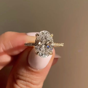 Oval Cut Lab Diamond Halo Engagement Ring