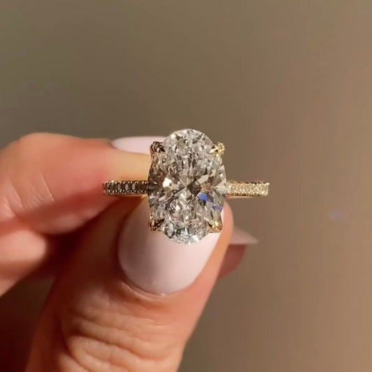 Oval Cut Lab Diamond Halo Engagement Ring