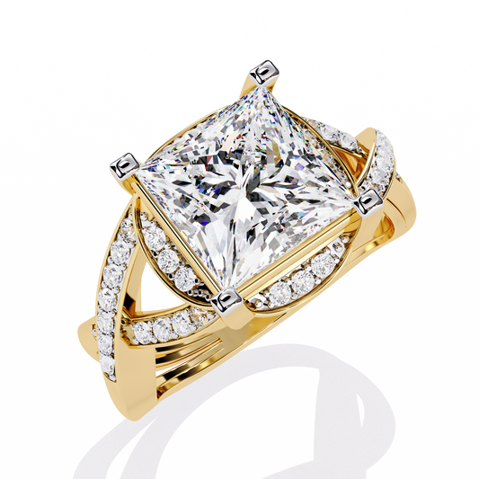 Princess Cut Lab Diamond Twisted Band Ring For Women - View 2