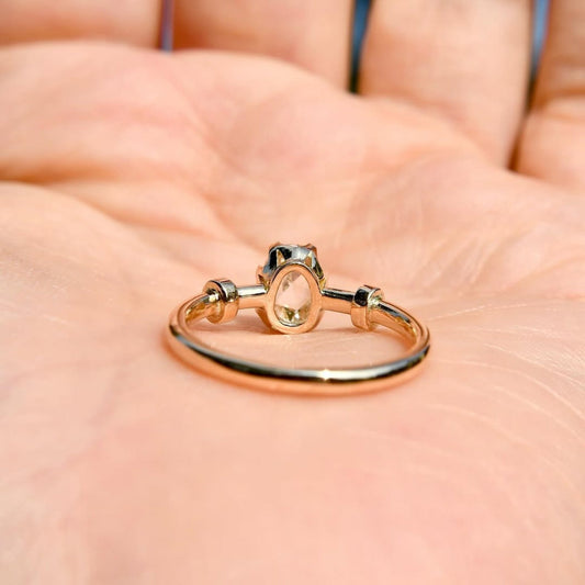 Bubble Shank Oval Rose Cut Lab Diamond Solitaire Delicate Ring - View 2