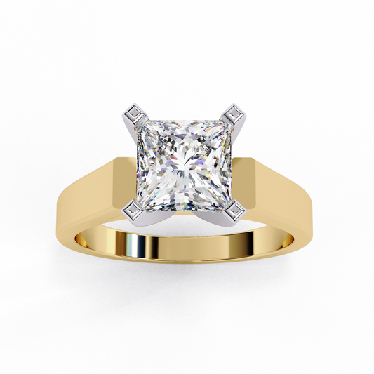 Four Sleek Princess Cut Moissanite Diamond Solitaire Engagement Ring - View 2