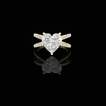 Heart Cut Moissanite Diamond Split Pave Shank Engagement Ring