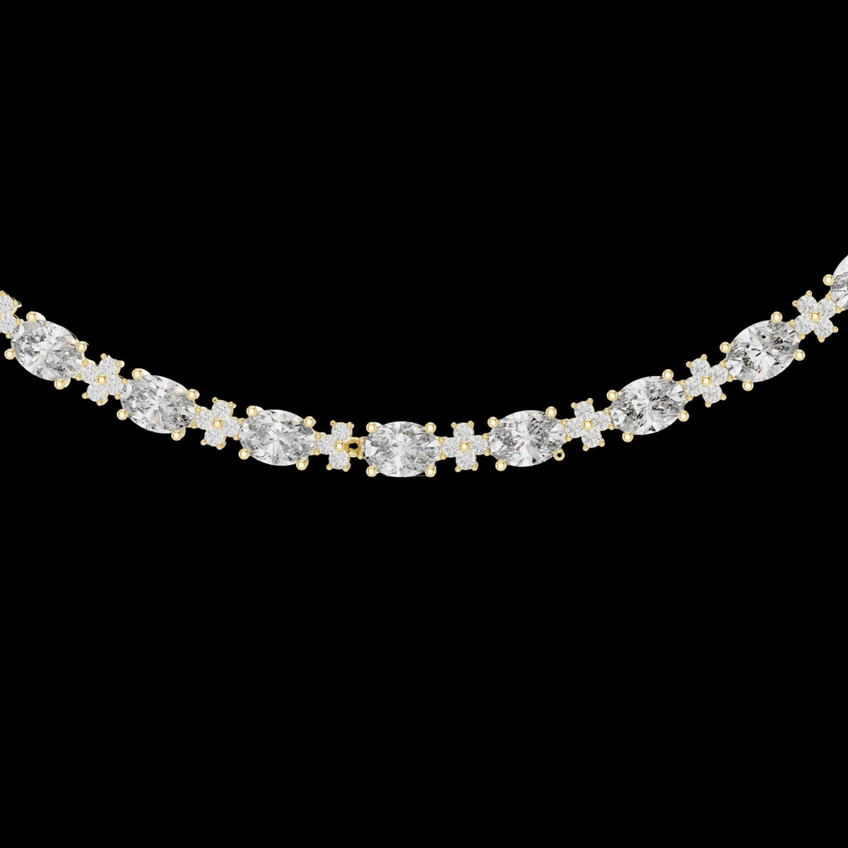 Oval Diamond Moissanite Tennis Necklace with Round Accents