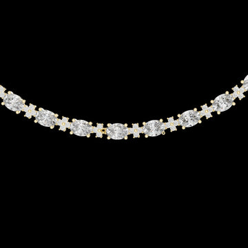Oval Diamond Moissanite Tennis Necklace with Round Accents