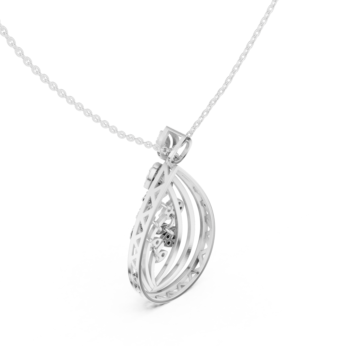 Teardrop Shape Leaf Inspired Round Lab Grown Diamond Pendant - View 6