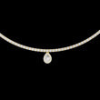 Pear Moissanite Diamond Drop Tennis Necklace with Halo Pendant