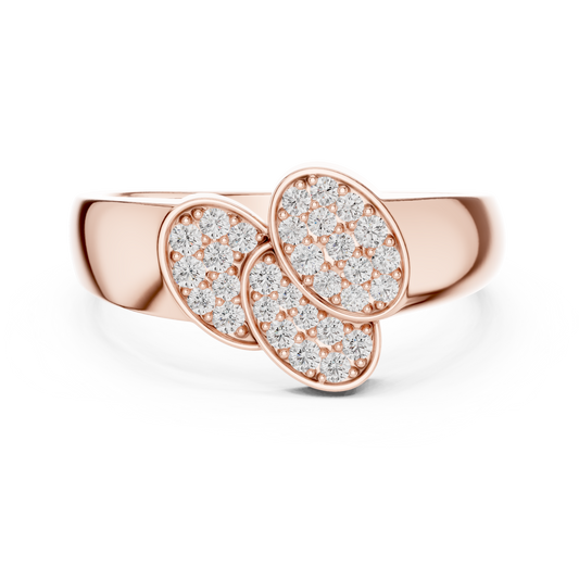 Triple Round Shape Cluster Round Cut Lab Diamond Engagement Ring - View 2
