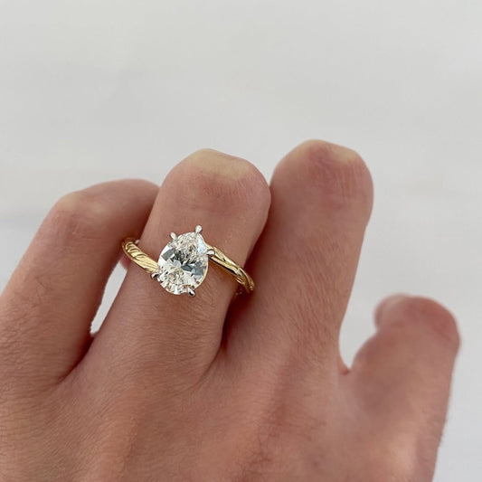 Nature Inspired Pear Lab Diamond Promise Engagement Ring - View 2