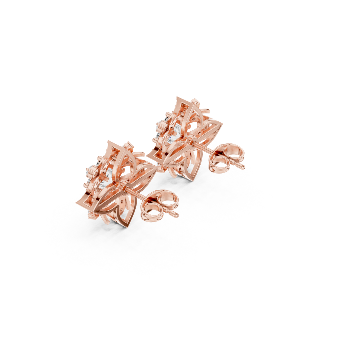 Architectural Wings Princess Shape Lab Diamond Stud Earrings For Women - View 4