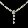 Mixed Cut Diamond Y Necklace with Pear Drop Moissanite Pendant
