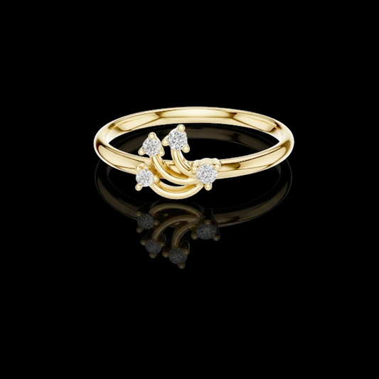 Round Cut Lab Diamond Curved Cluster Ring for Women