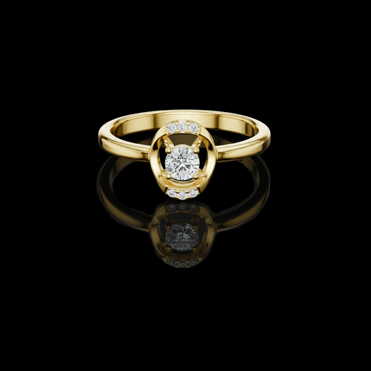 Floating Halo Round Cut Lab Diamond Engagement Ring