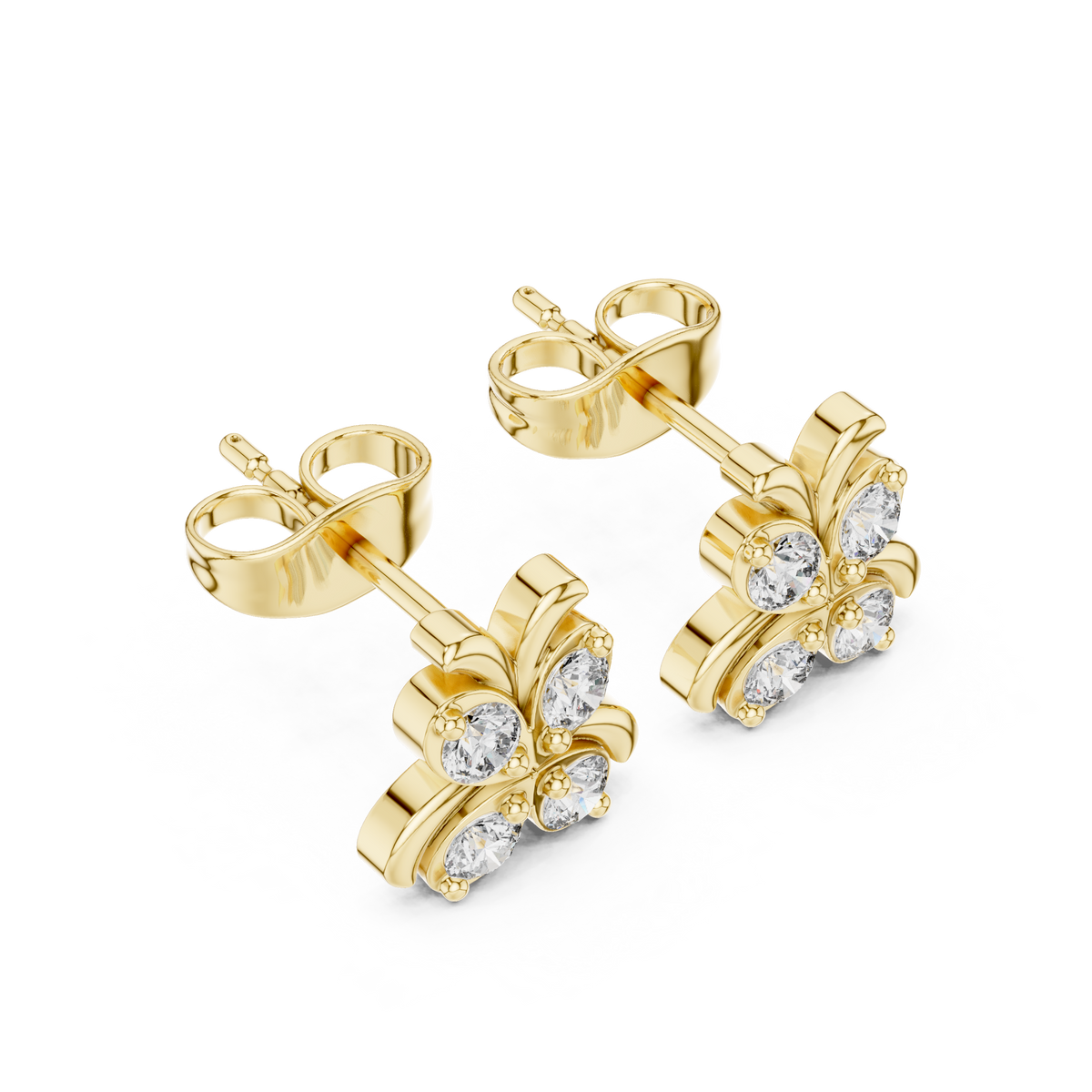 Artfully Sculpted Butterfly Design Featuring Brilliant Round Moissanite Diamond Earring - View 4