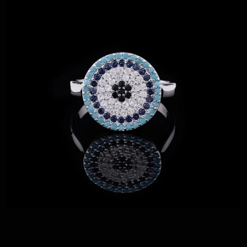Evil Eye Ring With Lab Diamond Turquoise & Sapphire Accents