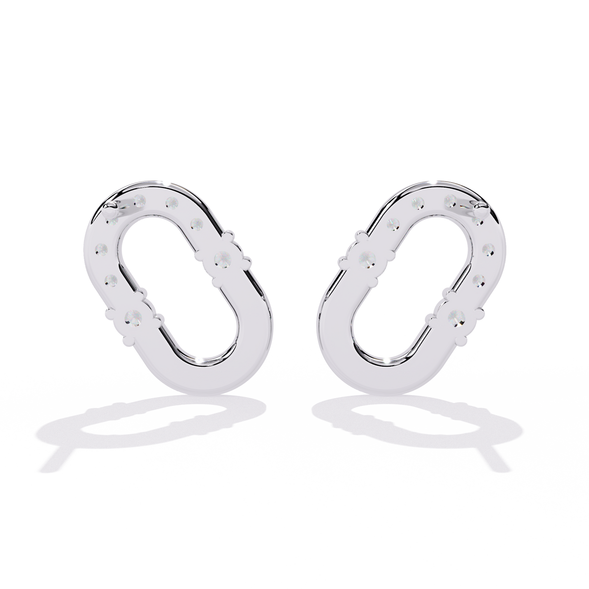 Contemporary Pave Round Moissanite Diamond U Shaped Link Earrings - View 9
