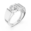 Round Cut Lab Grown Diamond Men's Three Stone Side Accent Wedding Ring - View 4