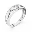 Round Cut Lab Grown Diamond Men's Heavy Gold Statement Ring - View 4