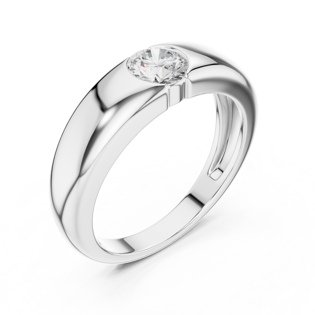 Round Cut Lab Grown Diamond Men's Heavy Gold Statement Ring - View 4