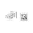 Princess Cut Moissanite Diamond Square Solitaire Stud Earrings with Bezel - View 4