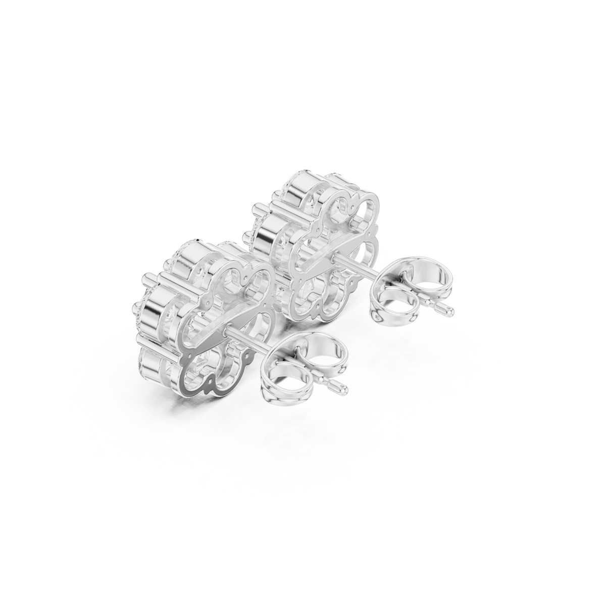 Floral moissanite Diamond Cluster Stud Earrings with Brilliant Round Cut Sparkle - View 7