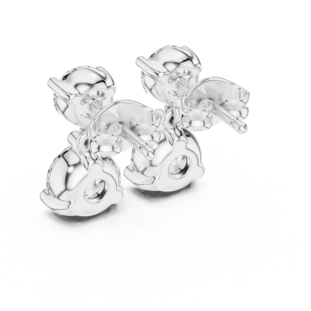 Dual Brilliance Round Moissanite Diamond Drop Earrings with Graduated Two Stone Design - View 7