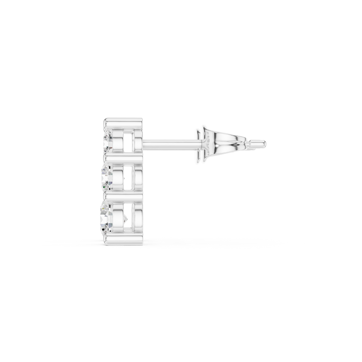 Triple Round Lab Diamond Drop Stud Earrings for Timeless Everyday - View 10