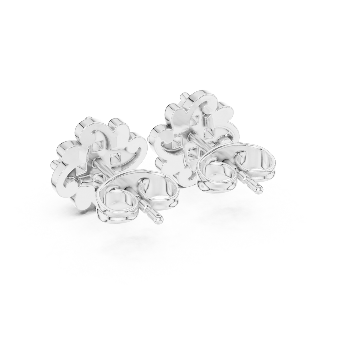 Blossom Floral Stud Earrings Crafted in with Round Brilliant Moissanite Diamonds - View 10