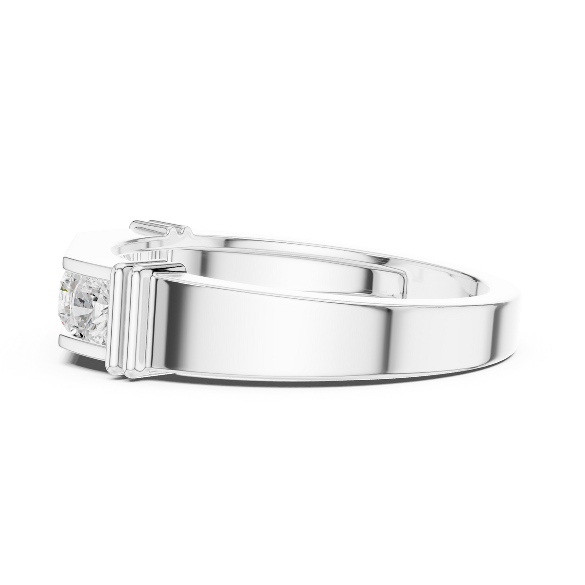 Round Cut Lab Grown Diamond Men's Gold Channel Set Anniversary Band - View 10