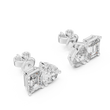 Modern Moissanite Diamond Stud Earrings Featuring Emerald Cut and Pear Cut Duo - View 7