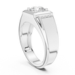 Round Cut Lab Grown Diamond Men's Side Channel Accent Gold Band - View 7