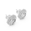 Radiant Aura Round Moissanite Diamond Stud Earrings with Double Halo Setting - View 4