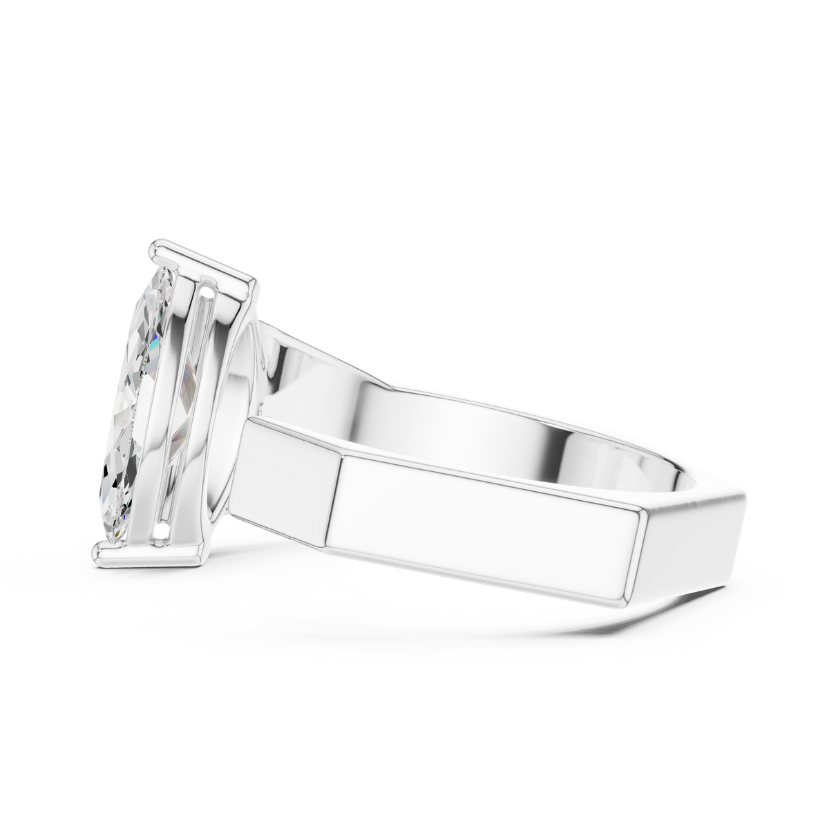 Marquise Cut Lab Grown Diamond Men's Open Gap Solitaire Ring - View 10