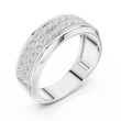 Round Cut Moissanite Diamond Men's Two Row Eternity Wedding Band - View 4