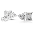 Dual Spark Heart & Emerald Cut Lab Diamond Stud Earrings - View 4