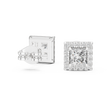 Royal Square Princess Lab Diamond Stud Earrings with Halo Round Diamond - View 4